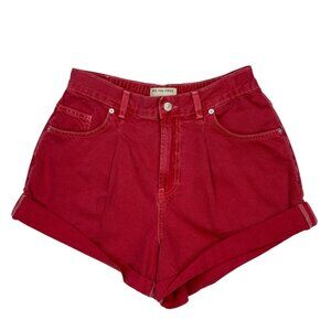 Free People We The Free Danni Short S Hot Rod Red High Rise Pleated Front Cuffed